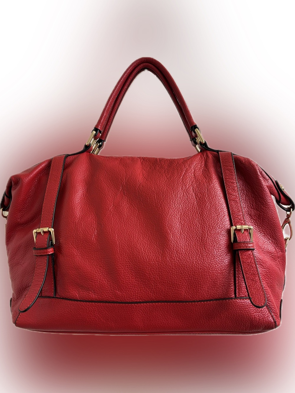 Ora Delphine Adele red pebbled leather satchel - EUC